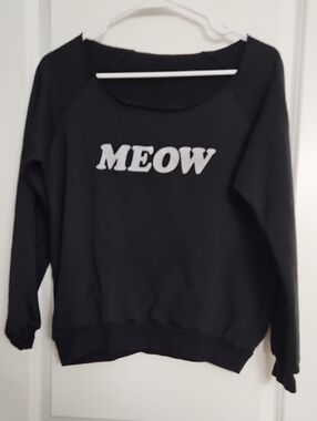 MEOW Graphic Black Women's Sweater